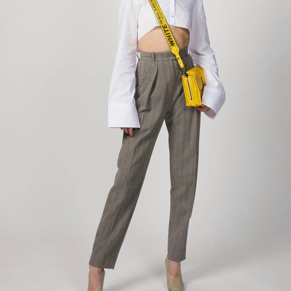 The Kooples Heringbone Suit Pants in Grey